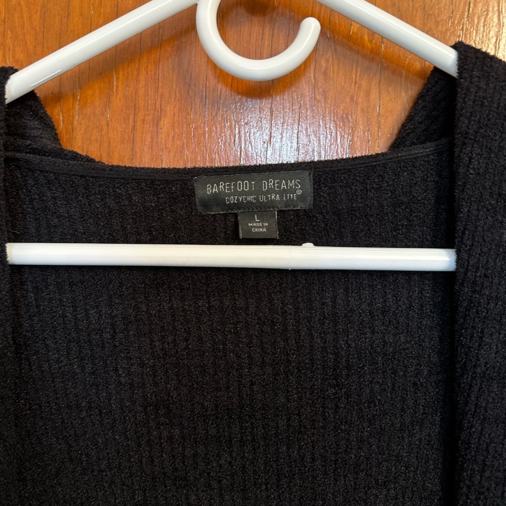 Barefoot Dreams Cozy Chic Ultra lite Black Open Front Cardigan Size Large - Picture 2 of 6
